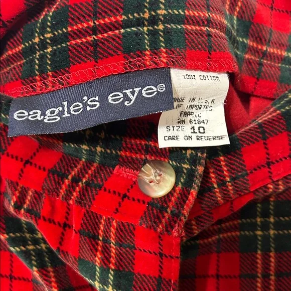 Eagle’s Eye Vintage Red Green Plaid Button Front Midi Skirt Size 10 - Picture 3 of 4